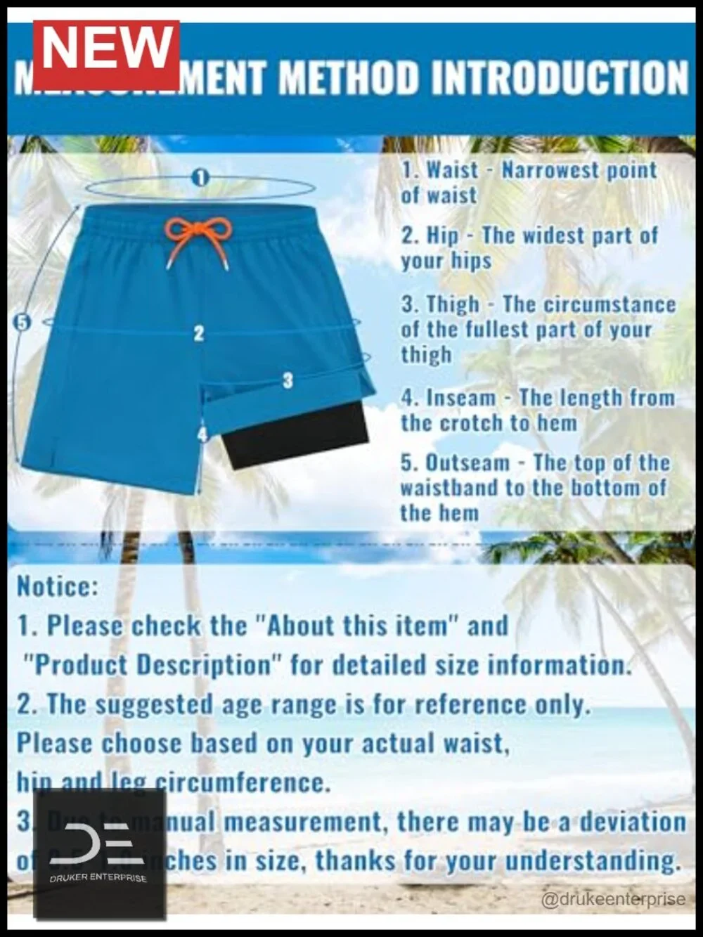 Quick-Dry Swim Trunks with Compression Liner, 7-Inch Inseam, Board Shorts